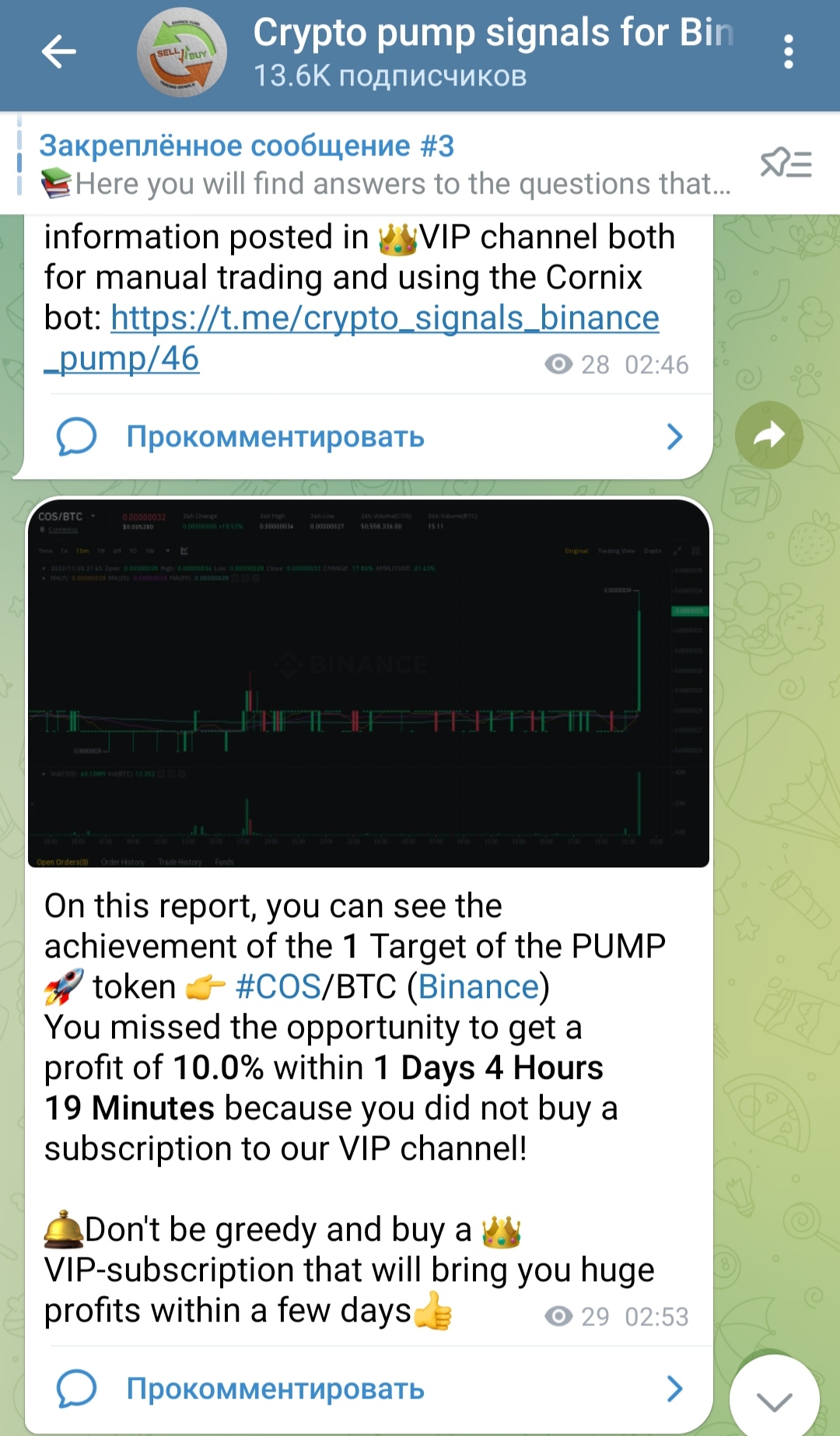 Crypto Pump Signals for Binance телеграмм